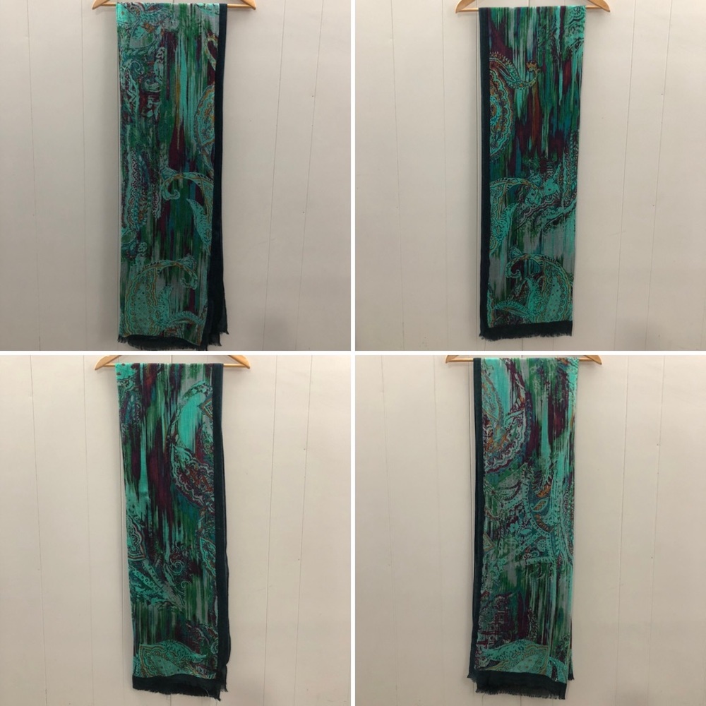Lightweight Green Paisley Blanket Scarf/Wrap/Shawl - Picture 13 of 15